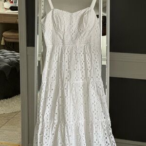 Elegant White Eyelet Dress